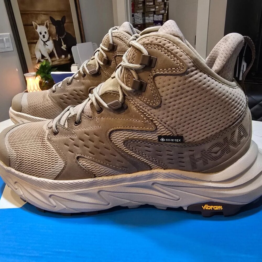 HOKA ONE ONE Mens Sz 12 D ANACAPA 2 MID GTX 1141633-DOTN DUNE / OXFORD TAN NEW